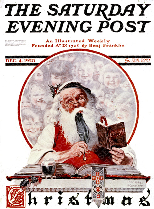 Cover-1920-12-04-Saturday-Evening-Post-Norman-Rockwell-cover-Santa-And-Expense-Book