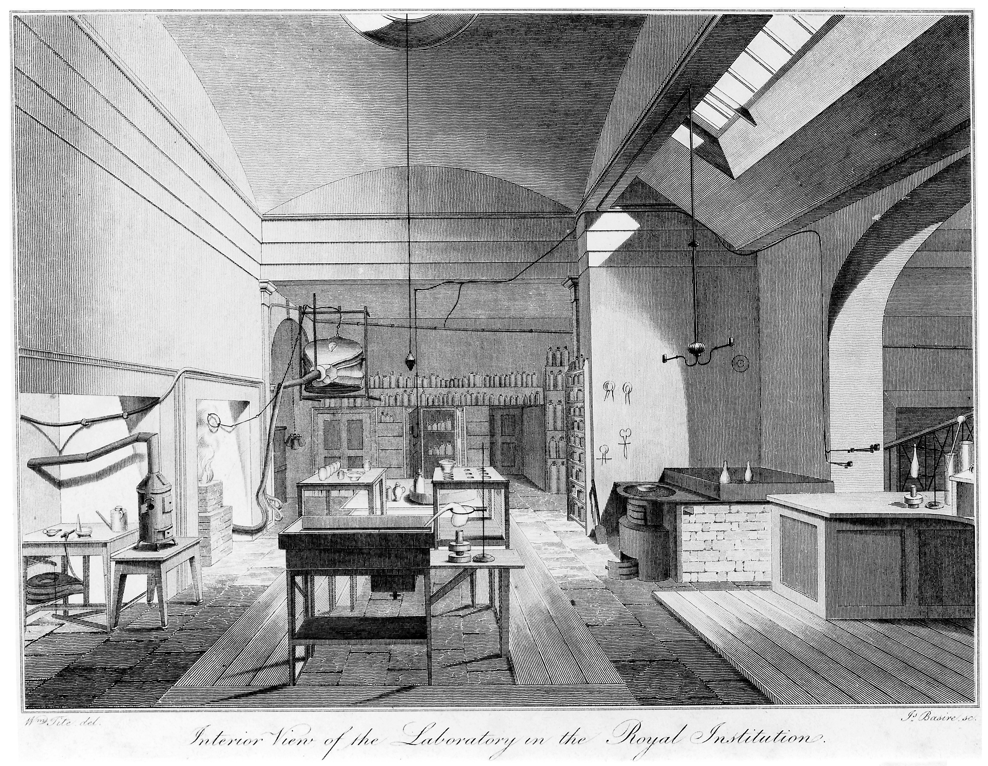 M0009405 The Royal Institution, Albemarle Street: the laboratory. Eng