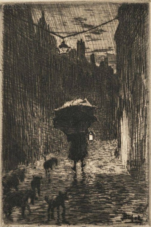 Félix_Buhot_-_Pluie_et_Parapluie