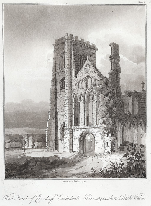 West_front_of_Llandaff_cathedral,_Glamorganshire,_south_Wales
