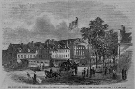 Richmond,_Fredericksburg,_and_Potomac_Railroad,_Virginia_-_Train_starting_out_from_Richmond_(17367558981)