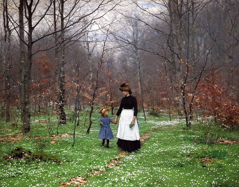 H._A._Brendekilde_-_De_første_Anemoner_(1889) (1)